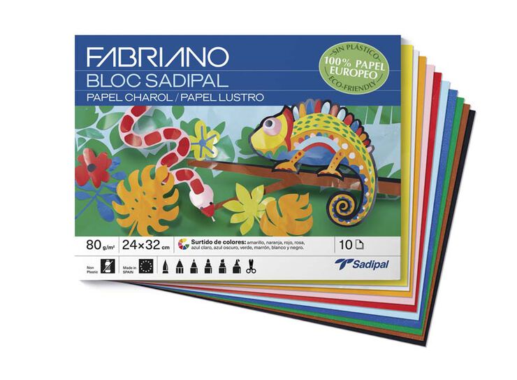 Bloc de Papel charol Sadipal 24x32cm colores surtidos 10 hojas