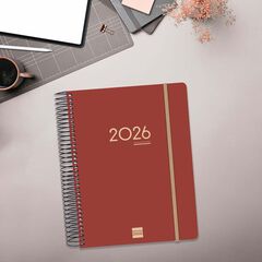 Agenda Finocam 16 meses Ikon E10 d&iacute;a/p&aacute;g mult 2025-26 burdeus