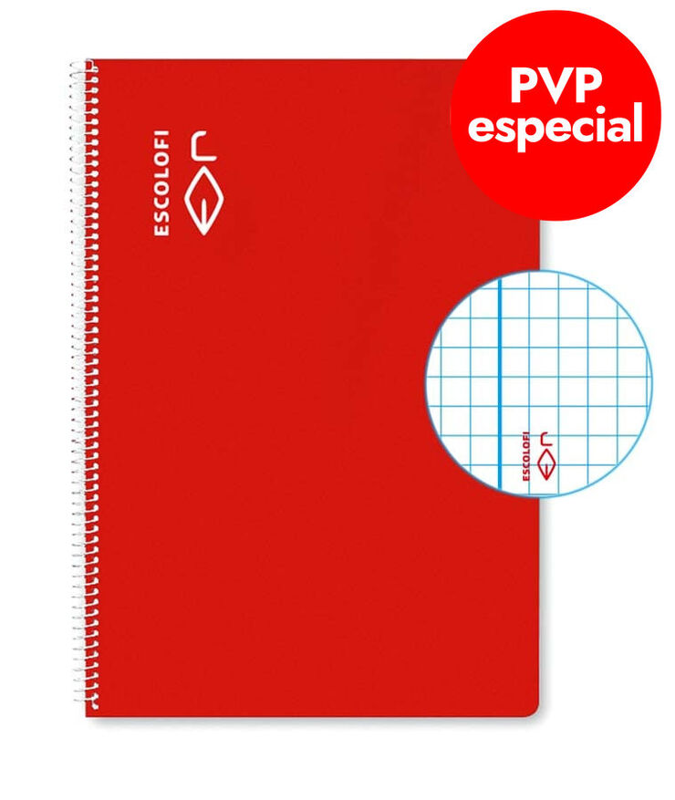 Libreta espiral Escolofi Folio 50 hojas 3x3 margen rojo