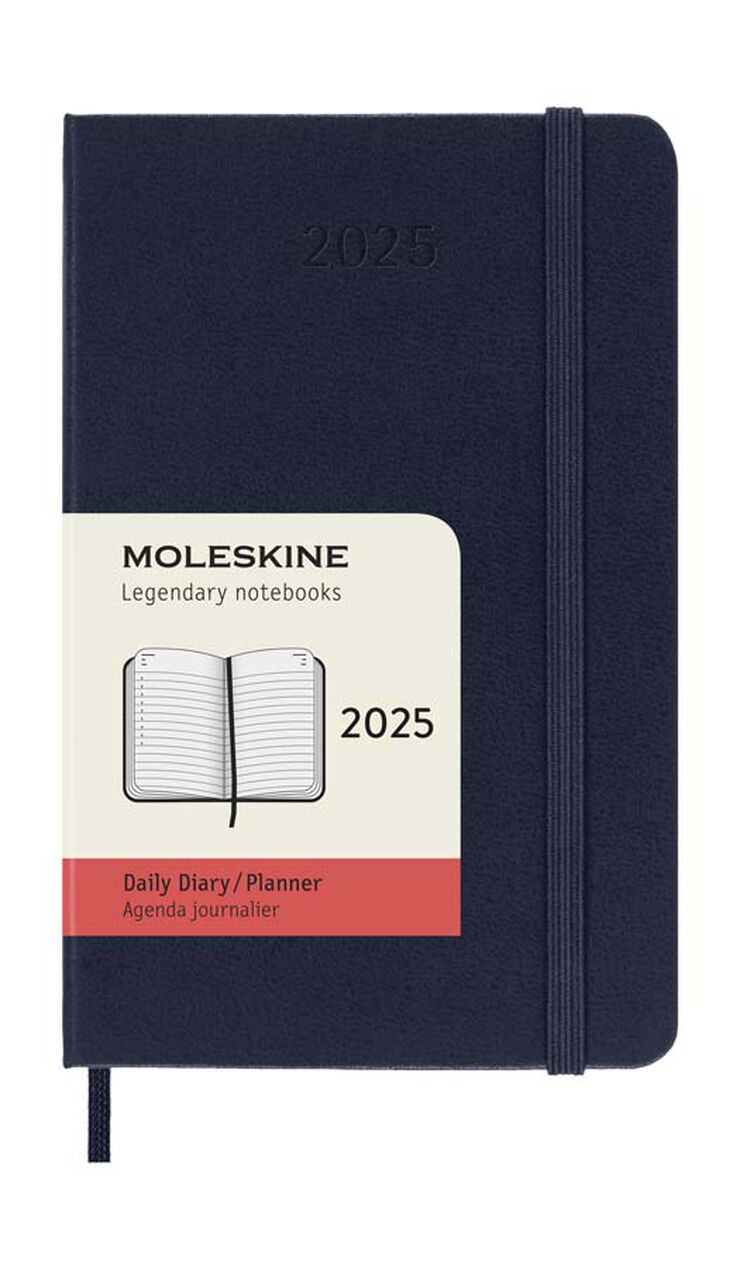 Agenda Moleskine 12m d&iacute;a/p&aacute;g 2025 Pocket azul marino